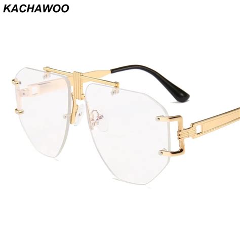 gold rimless unisex eyeglasses